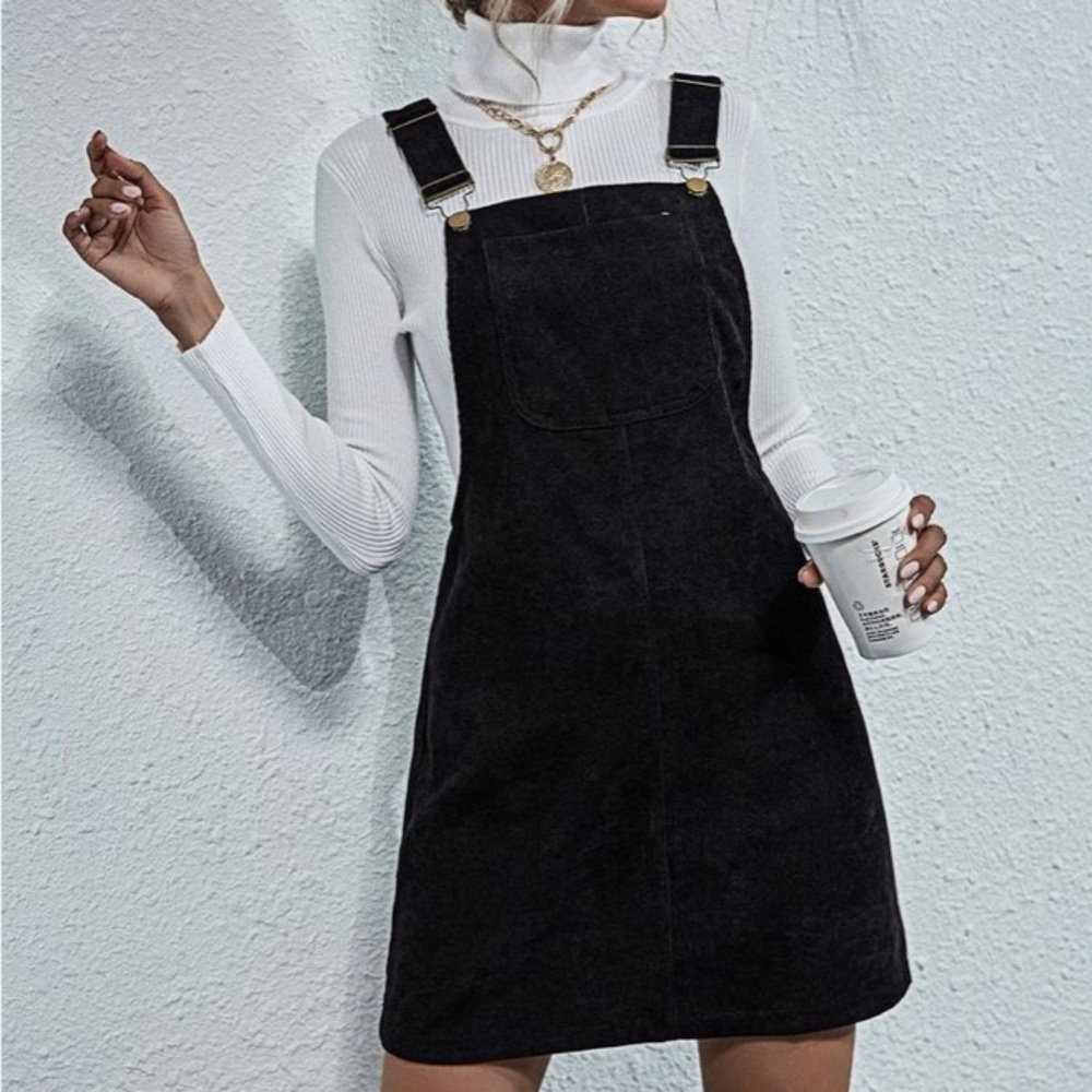 Black Jean Overall Dress